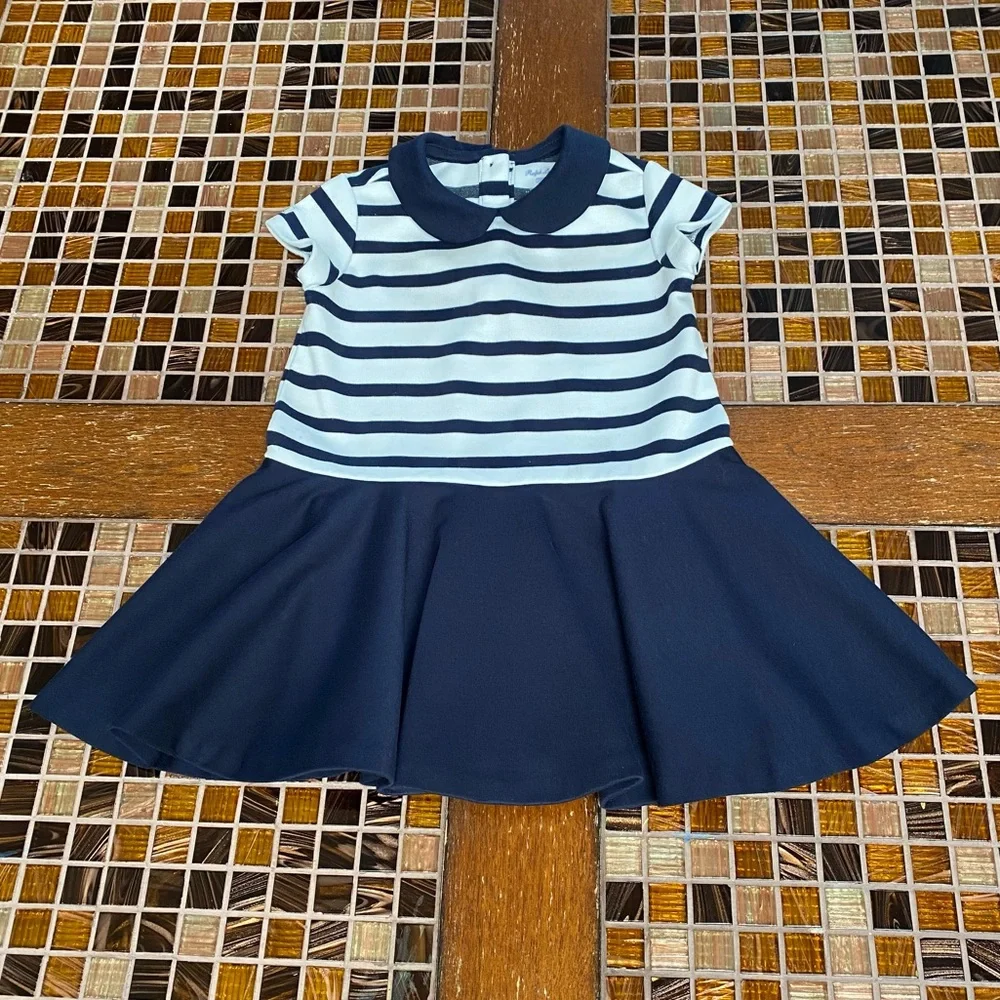 Ralph Lauren Pleated Striped Baby Girl Dress